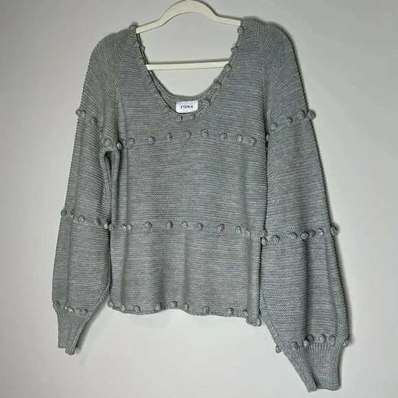 STORIA Gray Pom Pom Sweater - Picture 11 of 13
